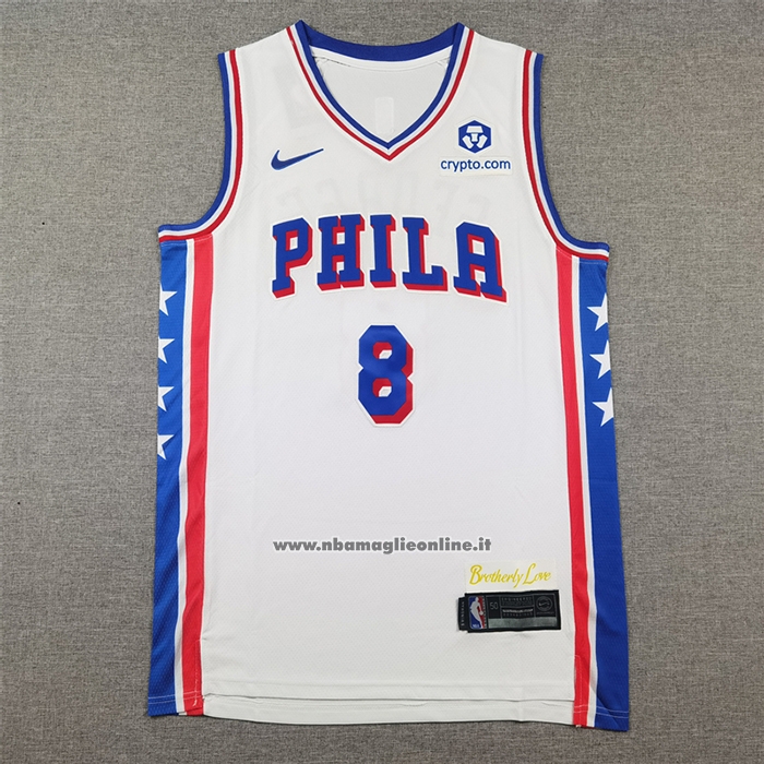 Maglia Philadelphia 76ers Paul George #8 Association 2024-25 Bianco